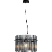 Searchlight Pendellampe Swizzle, schwarz/rauchgrau, Ø 40 cm, Glas/Metall