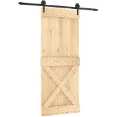 Syfax Schiebetür Natürlich und Schwarz 85 x 210 cm Massivkiefer
