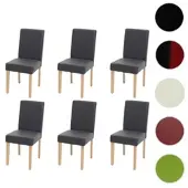 Mendler 6er-Set Esszimmerstuhl Stuhl Küchenstuhl Littau Kunstleder, grau matt, helle Beine