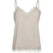 Freequent Spitzentop "FQBICCO-ST", Damen, Gr. L, moonbeam, Jersey, Obermaterial: 95% Polyester, 5% Elasthan, bequem hüftbedeckend, V-Ausschnitt, Tops Spitzentop, mit Spaghetti-Trägern