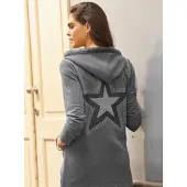 HEINE Shirtjacke "Sweatshirtjacke", Damen, Gr. 48, grau (graphit, meliert), 70% Polyester, 30% Baumwolle, gemustert, unifarben, Shirts Shirtjacke