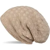 StyleBREAKER Strickmütze "Feinstrick Beanie mit Flecht Muster und Teddyfleece", Herren, braun (hellbraun), 100% Viskose CV., Modisch, Mützen Strickmütze