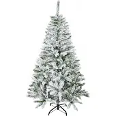 HOMCOM Weihnachtsbaum 150cm Künstlich Kieferbaum mit Kunstschnee 358 Astspitzen