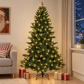 Syfax Künstlicher klappbarer Weihnachtsbaum 150 cm 150 LEDs