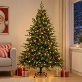Syfax Künstlicher klappbarer Weihnachtsbaum 240 cm 300 LEDs