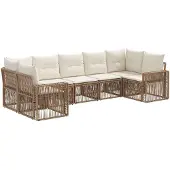 vidaXL Gartensofa-set 7 Stk. 7-Sitzanzahl Beige und Cremeweiß
