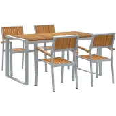 vidaXL Garten Essgruppe 5 stk. Grau Massivholz Akazie