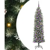 vidaXL Künstlicher schlanker Weihnachtsbaum Grün und Weiß 180 cm