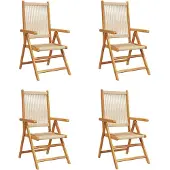 vidaXL Klappstuhl Verstellbar 4 Stk. Beige Massivholz Akazie