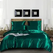 Sonstiges Bettwäsche-Set 155x220cm Grün Mikrofaser-Satin 3-teilig mit Reißverschluss