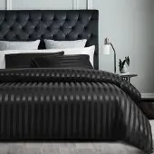 Sonstiges Bettwäsche-Set 135x200cm Schwarz Satin gestreift mit Kissenbezug 80x80cm
