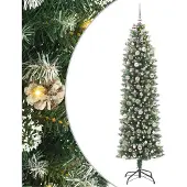 vidaXL Künstlicher schlanker Weihnachtsbaum Grün und Weiß 240 cm