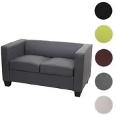 Mendler 2er Sofa Couch Loungesofa Lille Kunstleder, dunkelgrau