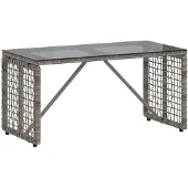 Merkloos Moderner Gartentisch aus PE-Rattan mit Glasplatte