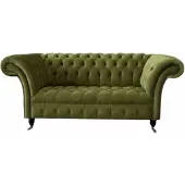 AEA Sofa 2 Sitzer Couch Polster Sofa Stoff Chesterfield Couchen Grün