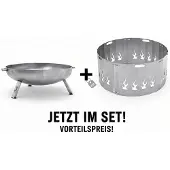 The Favilla Feuerschale mit Funkenschutz 64,5 cm, Set aus Stahl, Feuerstelle Garten & Terrasse