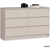 Akord Kommode K120 Kaschmir 120 cm 6 Schubladen 120x40x77 cm