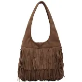 Merkloos Wildleder Handtasche mit Fransen und großer Kapazität