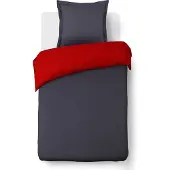 OEM Einfaches umkehrbares Bettbezug für Einzelbett, rot/schwarz, mit Kissenbezug