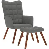 vidaXL Relaxsessel mit Hocker Dunkelgrau Samt
