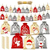 Dripio Adventskalender zum Befüllen, 24 Stoffbeutel, 13x18 cm, rot