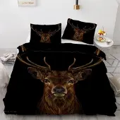 Sonstiges Bettwäsche-Set Elch 220x240 cm 3-teilig Mikrofaser 3D Motiv mit Reißverschluss