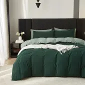 Sonstiges Wende Bettwäsche 200x200 cm 3-Teilig Baumwolle Dunkelgrün Salbeigrün