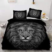 Sonstiges Bettwäsche-Set Löwe 135x200 cm 4-teilig Mikrofaser 3D Motiv mit Reißverschluss