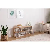 Dripio TV-Standard mit Metallrahmen, Saphir/Weiß, 123,6x30x48,6 cm