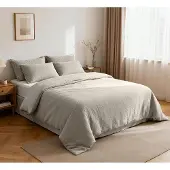 Sonstiges Musselin Bettwäsche 200x220 cm 5-teilig Beige 100% Baumwolle