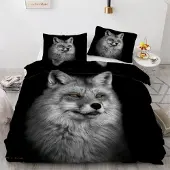 Sonstiges Bettwäsche-Set Fuchs 135x200 cm 4-teilig Mikrofaser 3D Motiv mit Reißverschluss