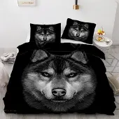 Sonstiges Bettwäsche-Set Wolf 135x200 cm 2-teilig Mikrofaser mit Reißverschluss 3D Motiv