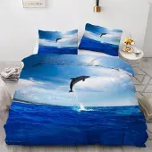Sonstiges Bettwäsche-Set Delfin 135x200 cm 2-teilig Mikrofaser 3D Motiv mit Reißverschluss