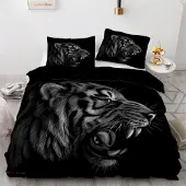 Sonstiges Bettwäsche-Set Tiger 200x200 cm 3-teilig Mikrofaser mit Reißverschluss 3D Motiv