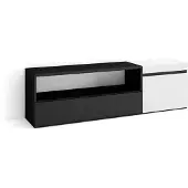 Dripio TV-Lowboard 150x45x35 cm, für TVs bis 65", modern, weiß/schwarz