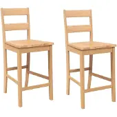 vidaXL Barhocker 2 Stk. Natur Massivholz Gummibaum