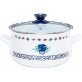 Emalia Olkusz FOLKLOR Emaille-Topf mit Deckel 22cm 5L