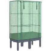 vidaXL Hochbeet mit Gewächshaus-Aufsatz Rattan-Optik 80x40x140 cm