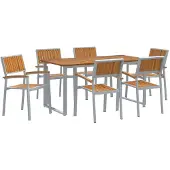 vidaXL Garten Essgruppe 7 stk. Grau Massivholz Akazie