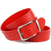 Anthoni Crown Ledergürtel , Damen, Gr. 115, rot, Rindsleder, Gürtel Ledergürtel