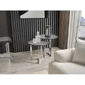 AEA Gruppe Beistelltisch Tisch Couchtisch Wohnzimmer Edelstahl Silber Set