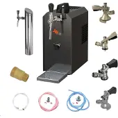 Ich-zapfe Untertheken Komplett Set - Zapfanlage, Bierzapfanlage JET 30K Bierkoffer mit Luftpumpe Durchlaufkühler 1-leitig Trockenkühler, bis zu 35 Liter/h, Zapfkopf:ohne
