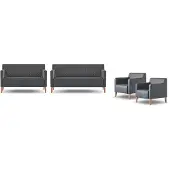 AEA Arbeitszimmer-Set 4tlg 3-Sitzer 2-Sitzer 2x Sessel Schwarz Wohnzimmer