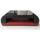 AEA Moderner Schwarzer Couchtisch Kunstleder Glas Wohnzimmer Luxus Design
