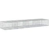 vidaXL Gabione mit Deckel 400x100x50 cm Verzinktes Eisen
