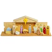Bigjigs Krippenset aus Holz, 13-teilig.