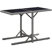 Merkloos Gartentisch aus Polyrotan mit Glasplatte, 110x53 cm
