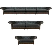 AEA Designer Chesterfield Couchgarnitur Moderne Textilsofas Sitzmöbel 3 tlg