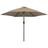 vidaXL Sonnenschirm mit LED-Leuchten und Stahlmast 300 cm Taupe