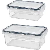 Relaxdays Frischhaltedosen 12er Set, 520 & 1000 ml, Kunststoff, luftdichte Klickdeckel, mikrowellengeeignet, transparent
